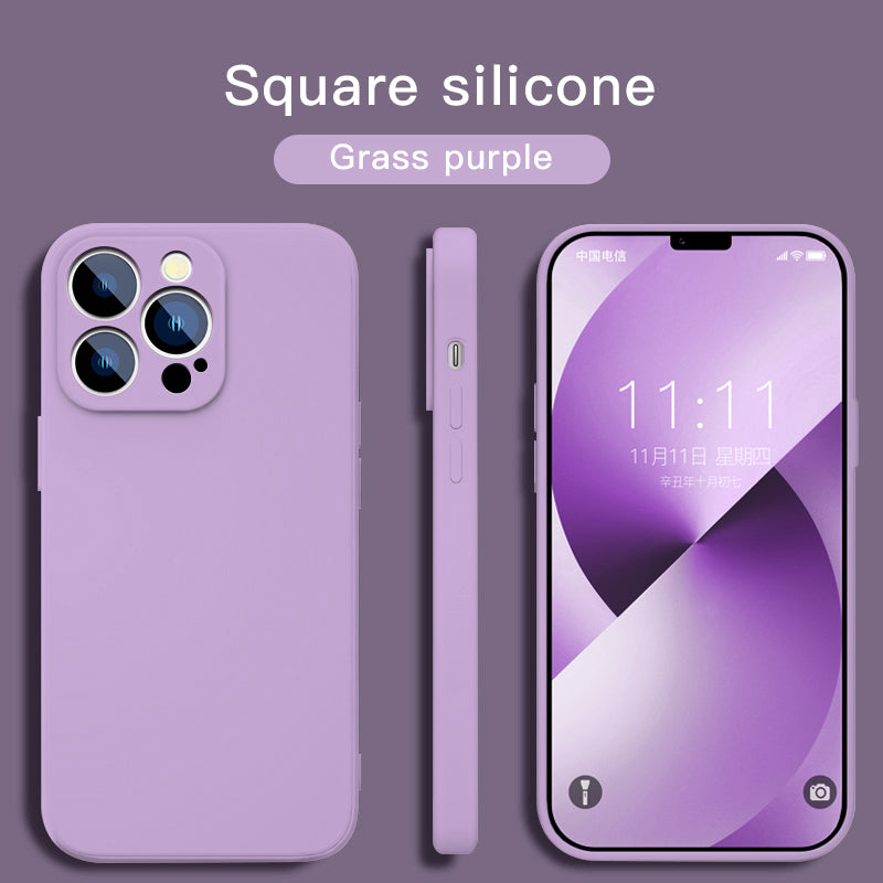 Square Liquid Silicone Phone Case For iPhone Shockproof Coque Case
