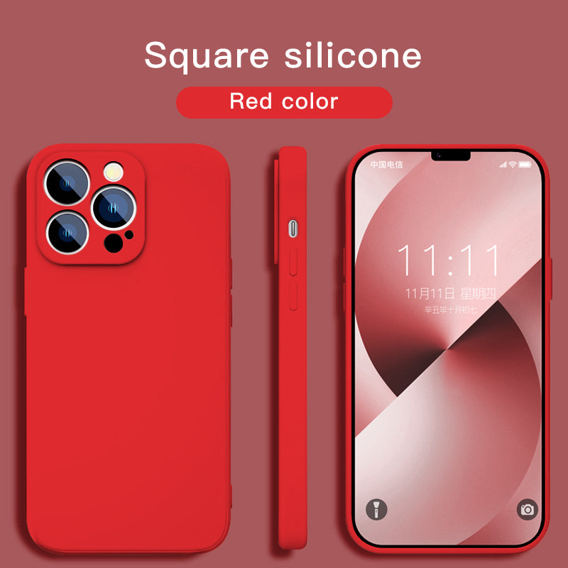 Square Liquid Silicone Phone Case For iPhone Shockproof Coque Case