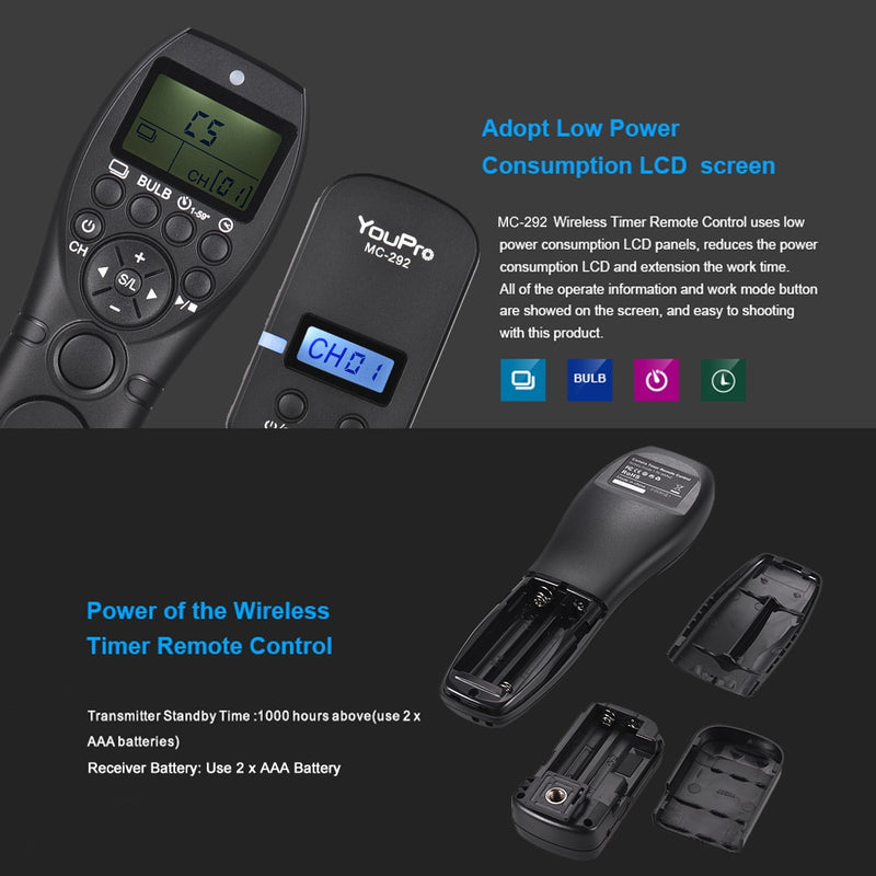 Wireless Remote Control LCD Timer Shutter Release Channels for Canon/Sony/Nikon/Fujifilm
