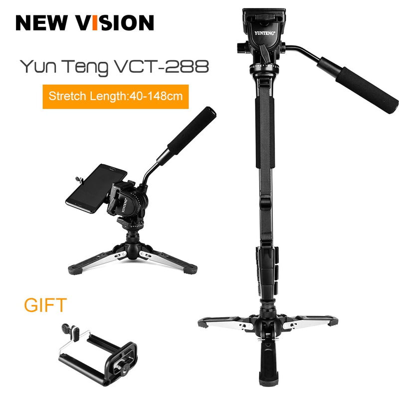 Yunteng VCT-288 Camera Monopod + Fluid Pan Head + Unipod Holder For Canon Nikon and all DSLR with