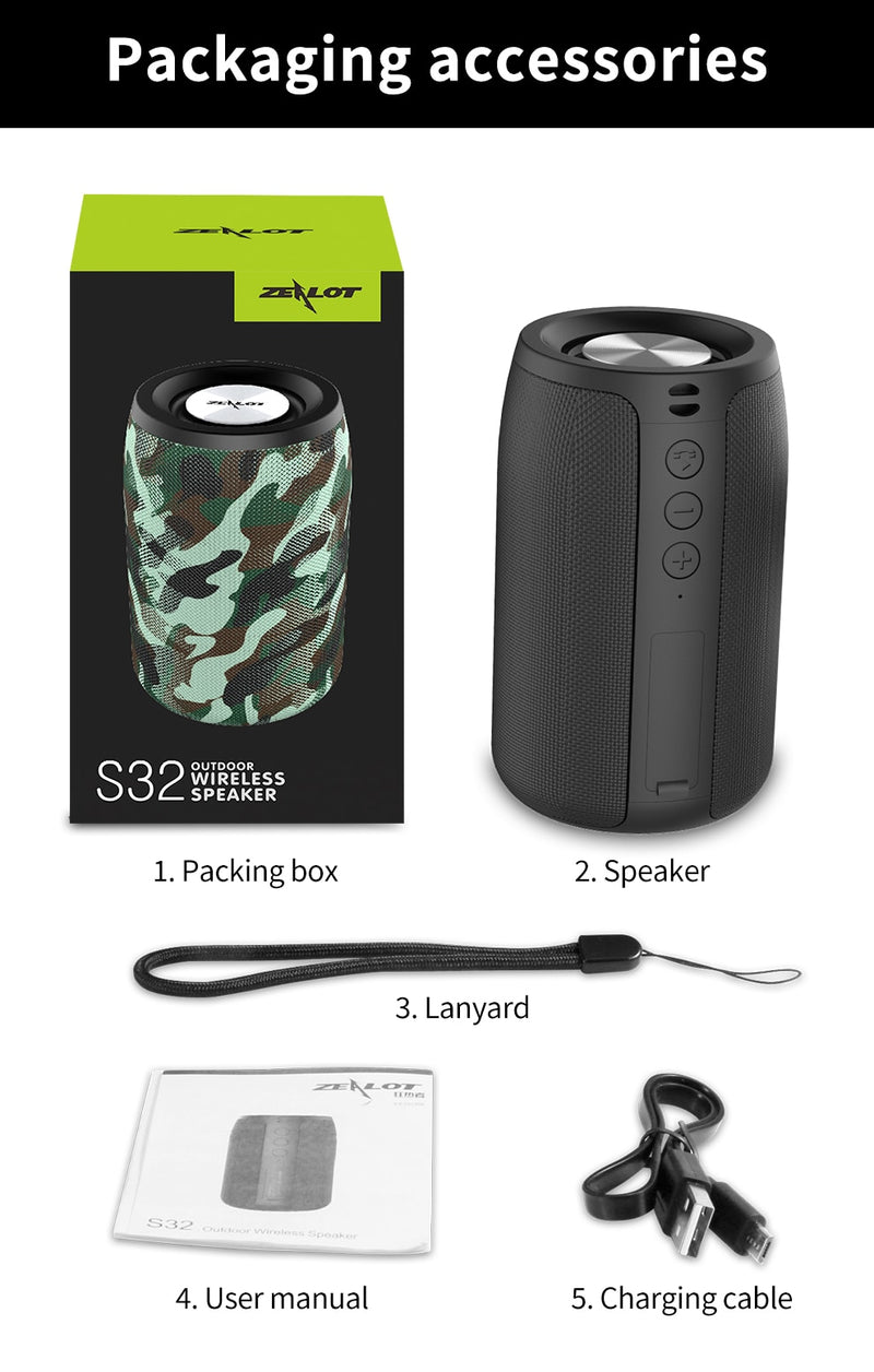S32 Wireless Bluetooth Speaker Mini Portable HIFI Subwoofer Speaker with fm radio Column