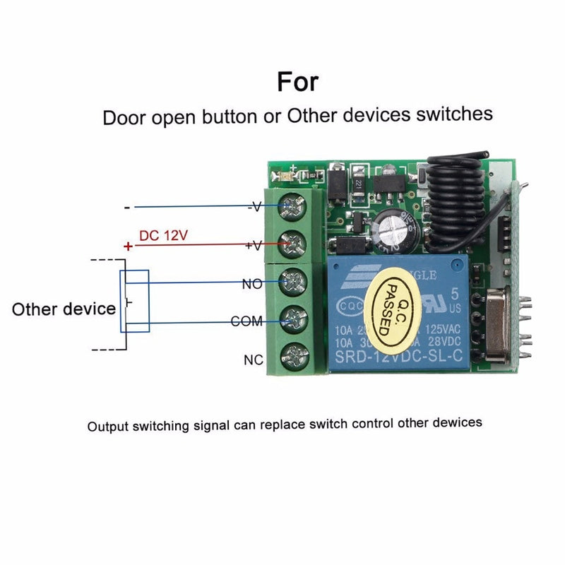 kebidu 1Pc RF Transmitter 433 Mhz Remote Controls with Wireless Remote Control Switch DC 12V 1CH