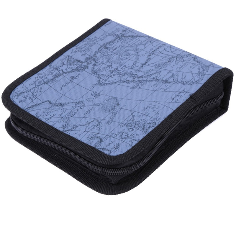 ymjywl New World Map Pattern CD Box DVD Bag Storage Carry Case Organizer Sleeve Nylon Wallet Cover